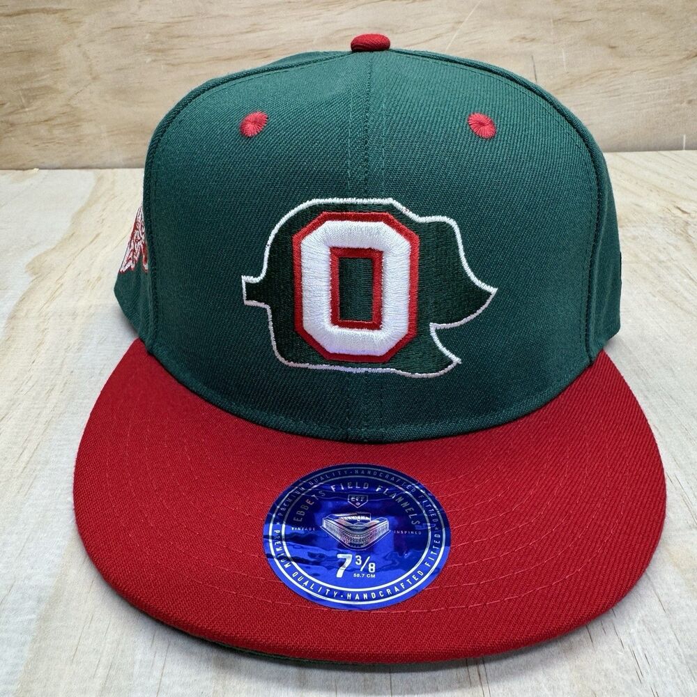 NEW Oakland Oaks Ebbets Field Flannels DNA Fitted Cap Hat Green sz 7 3/8